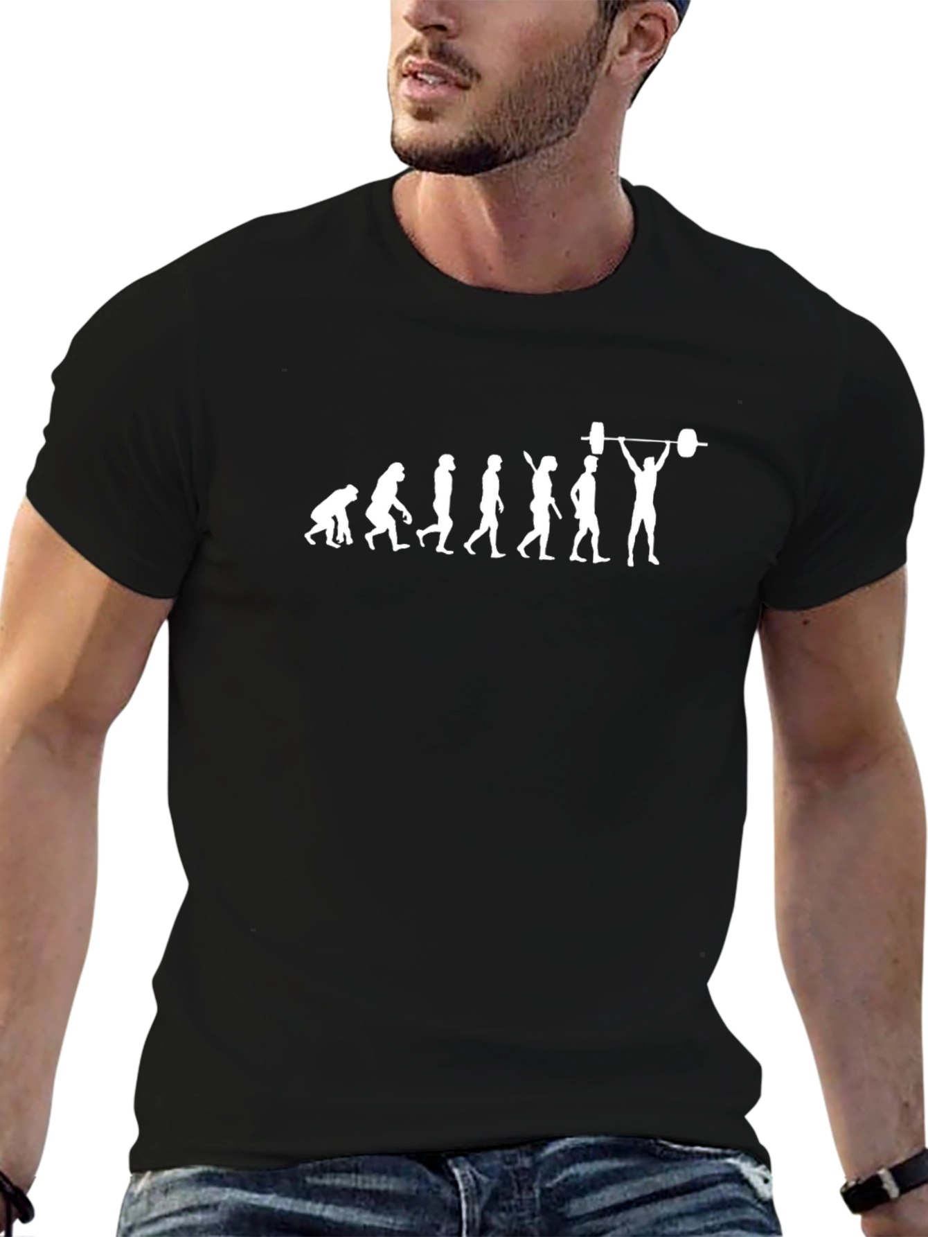 Camiseta Negra Evolución Halterofilia Hombre