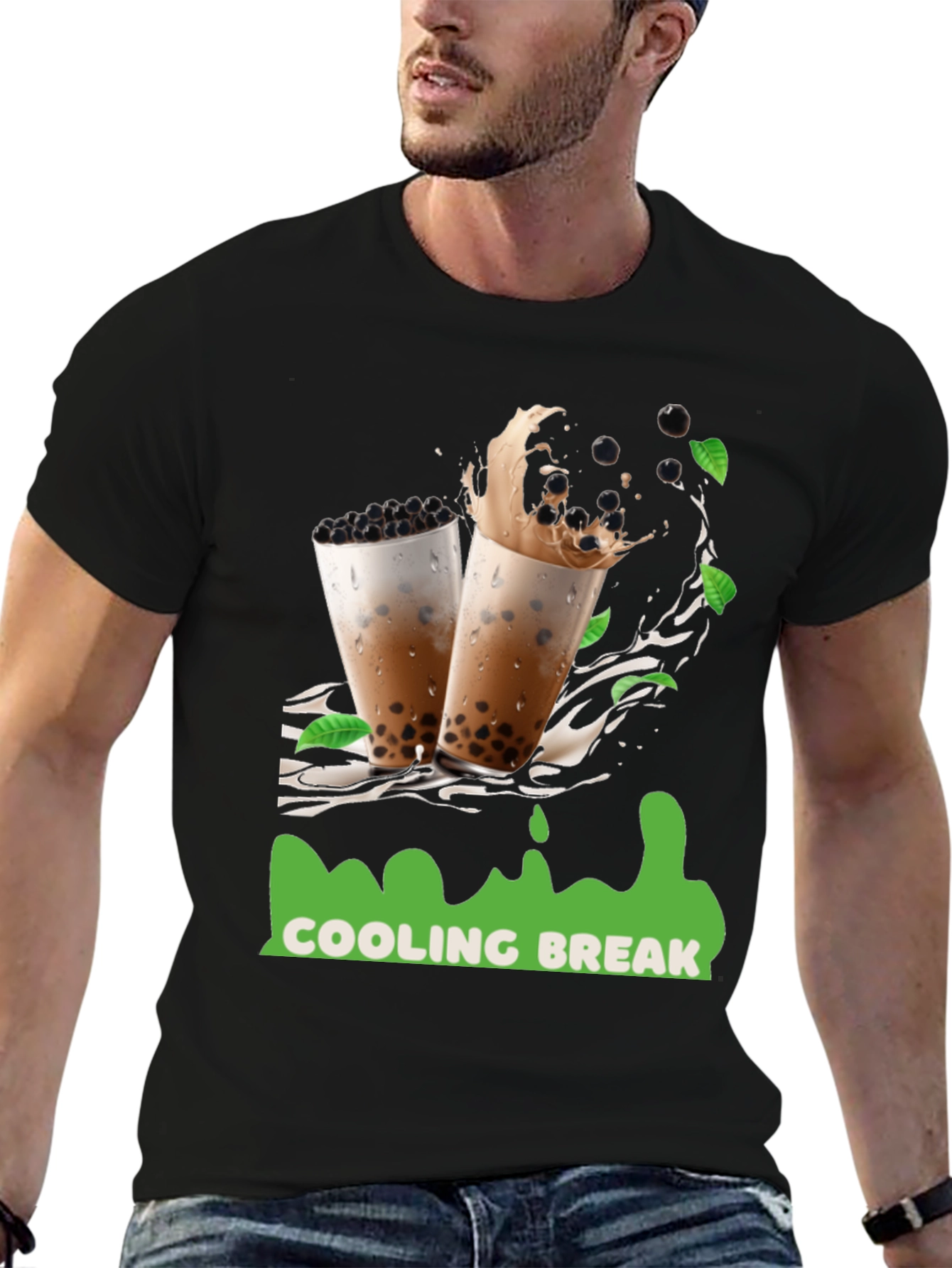 Camiseta Negra con Diseño Refrescante Cooling Break