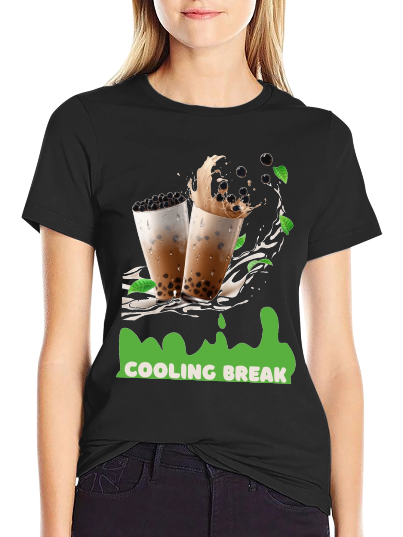 Camiseta Negra con Diseño Refrescante Cooling Break