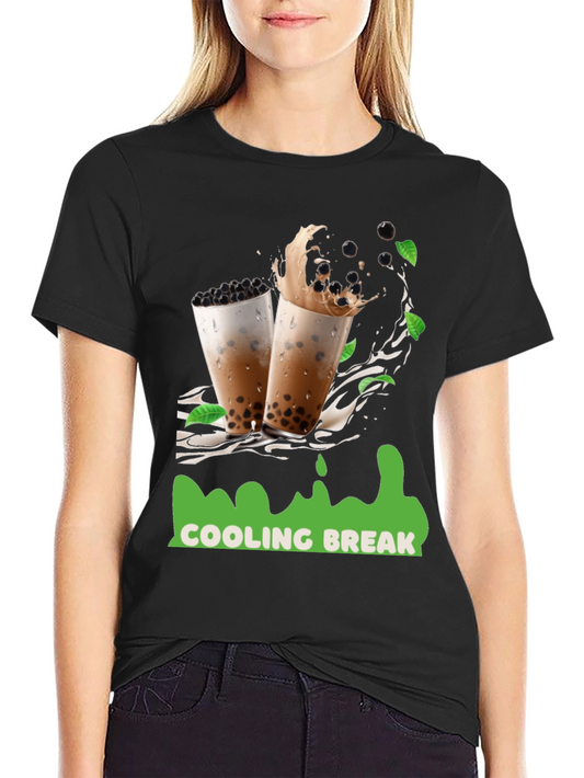 Camiseta Negra con Diseño Refrescante Cooling Break
