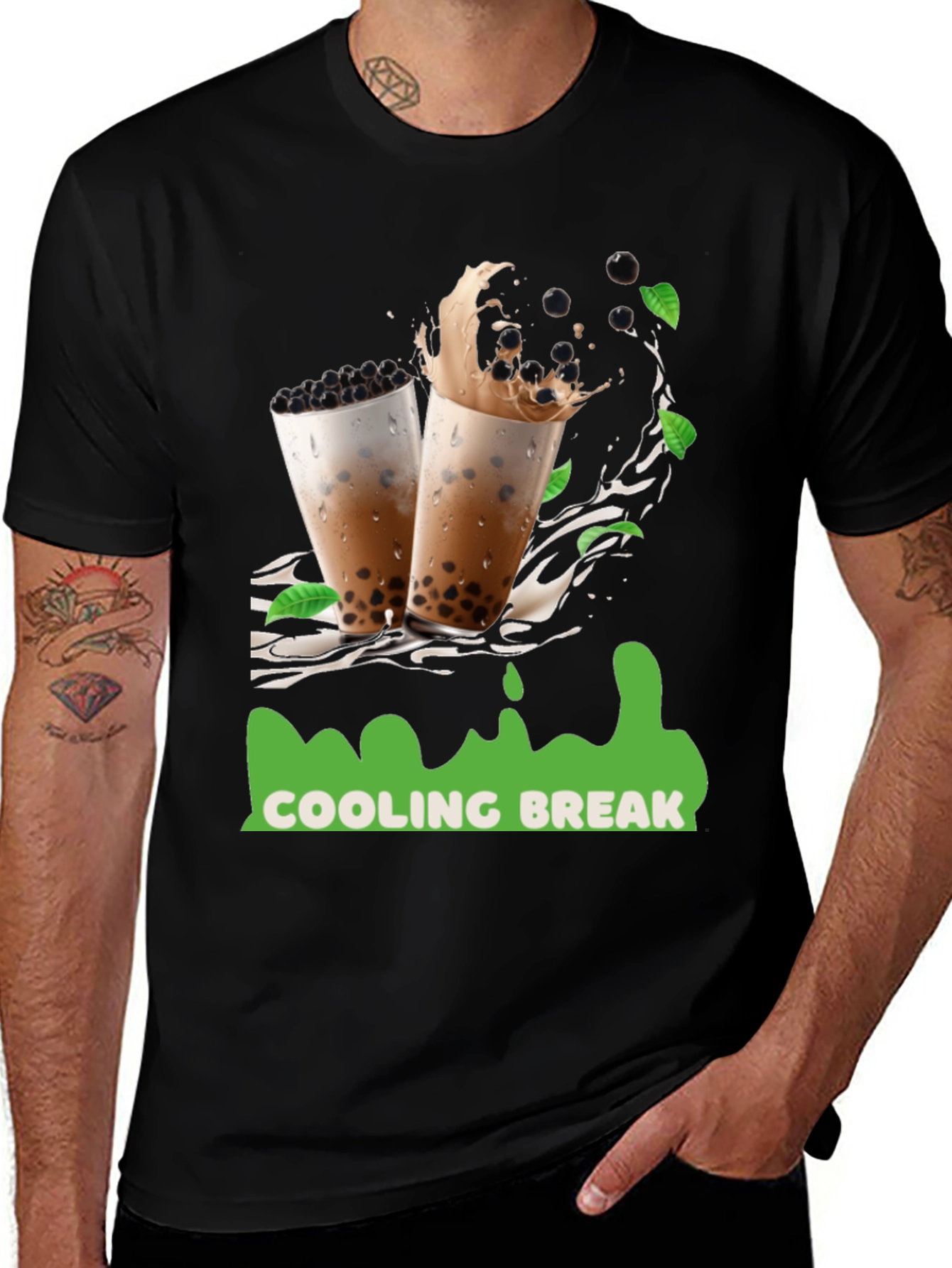 Camiseta Negra con Diseño Refrescante Cooling Break