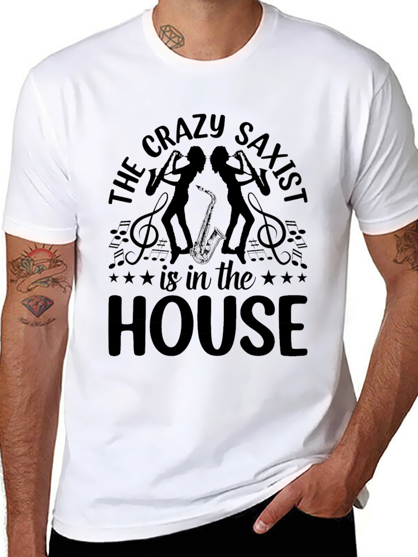 Camiseta Negra: The Crazy Saxist is in the House