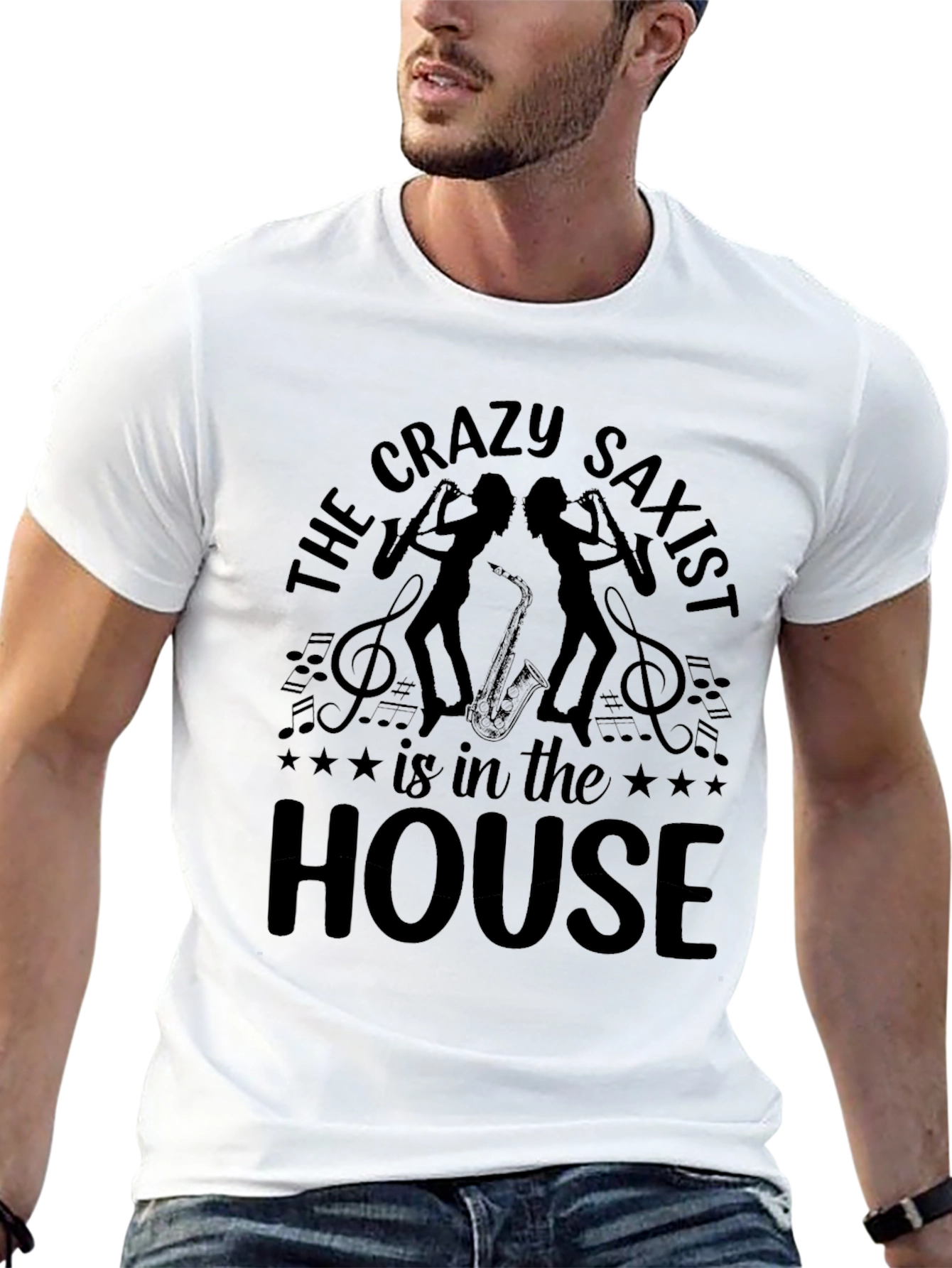 Camiseta Negra: The Crazy Saxist is in the House