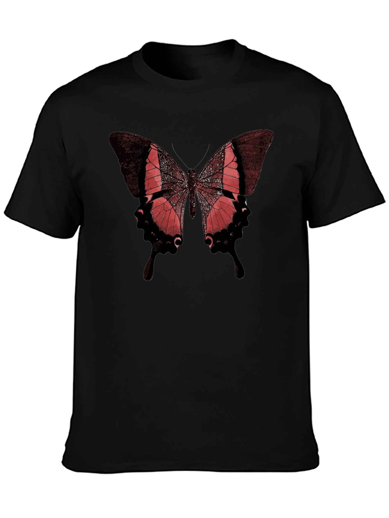 Camiseta Negra con Mariposa Roja