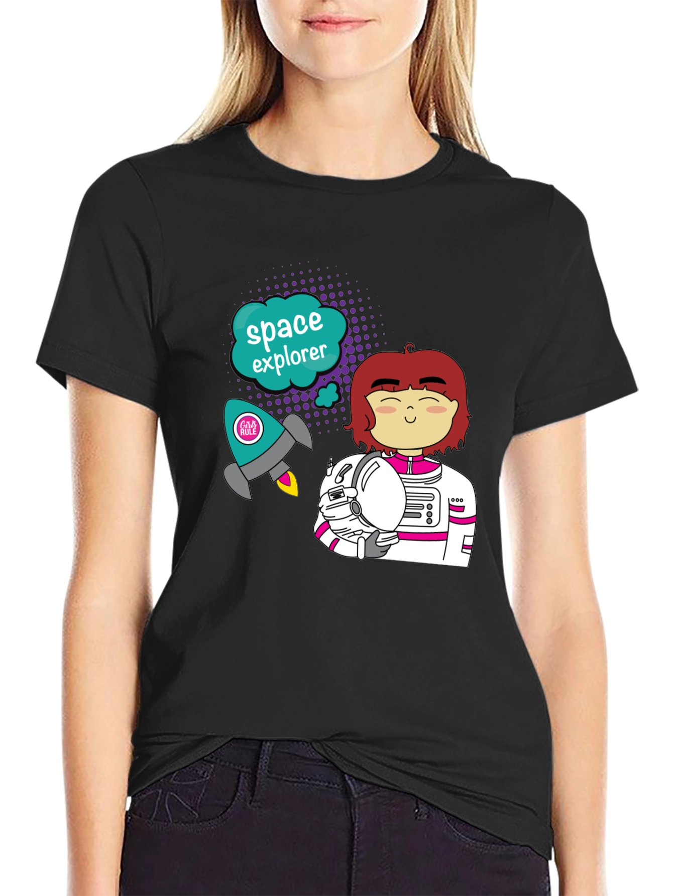Camiseta Negra Explorador Espacial