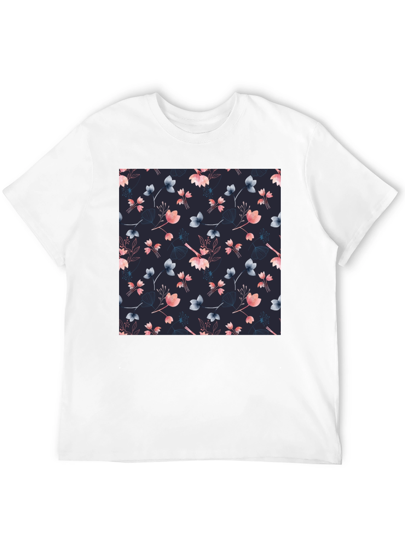 Camiseta Negra Estampado Floral Moderno