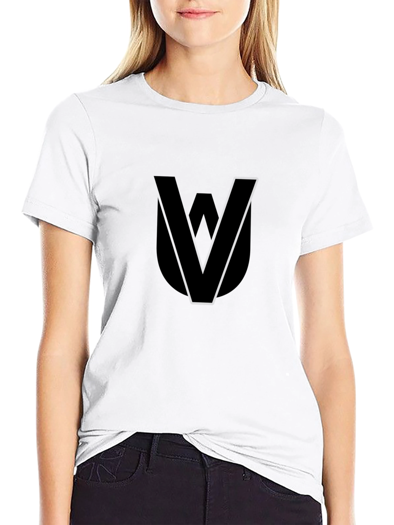 Camiseta Negra Estampado Abstracto Unisex Casual