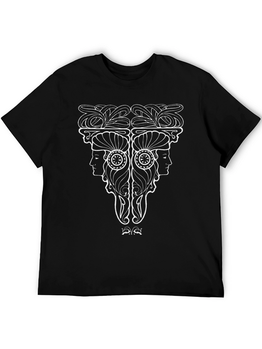 Camiseta Negra con Diseño Art Nouveau de Mujeres