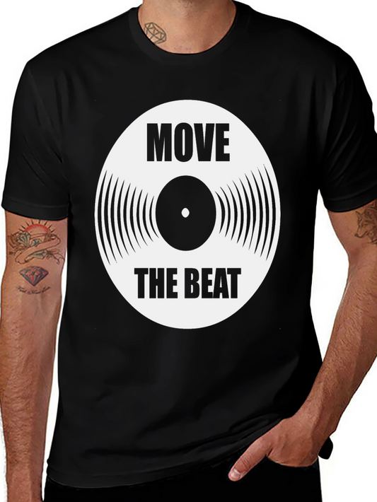 Camiseta Negra Move The Beat Diseño Disco Vinilo