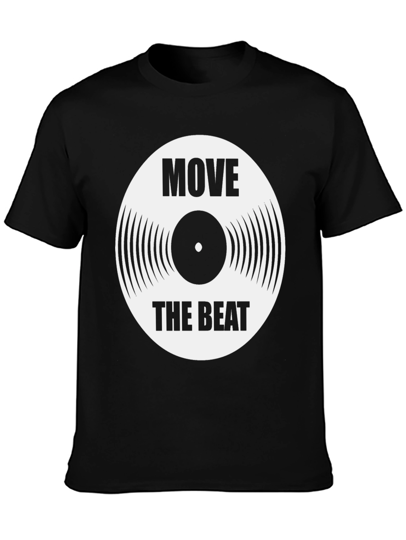 Camiseta Negra Move The Beat Diseño Disco Vinilo