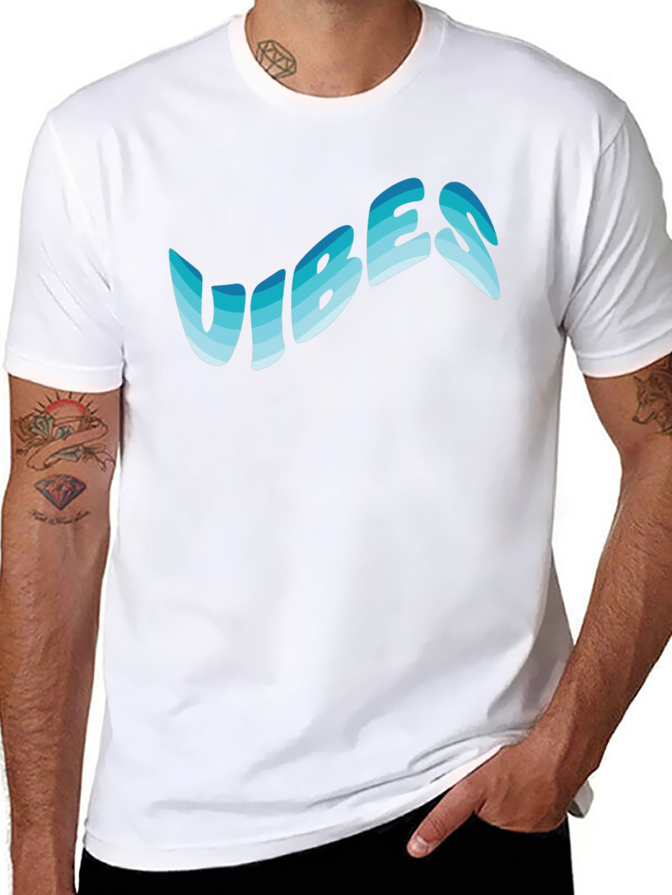 Camiseta Negra Vibes Azul Degradado