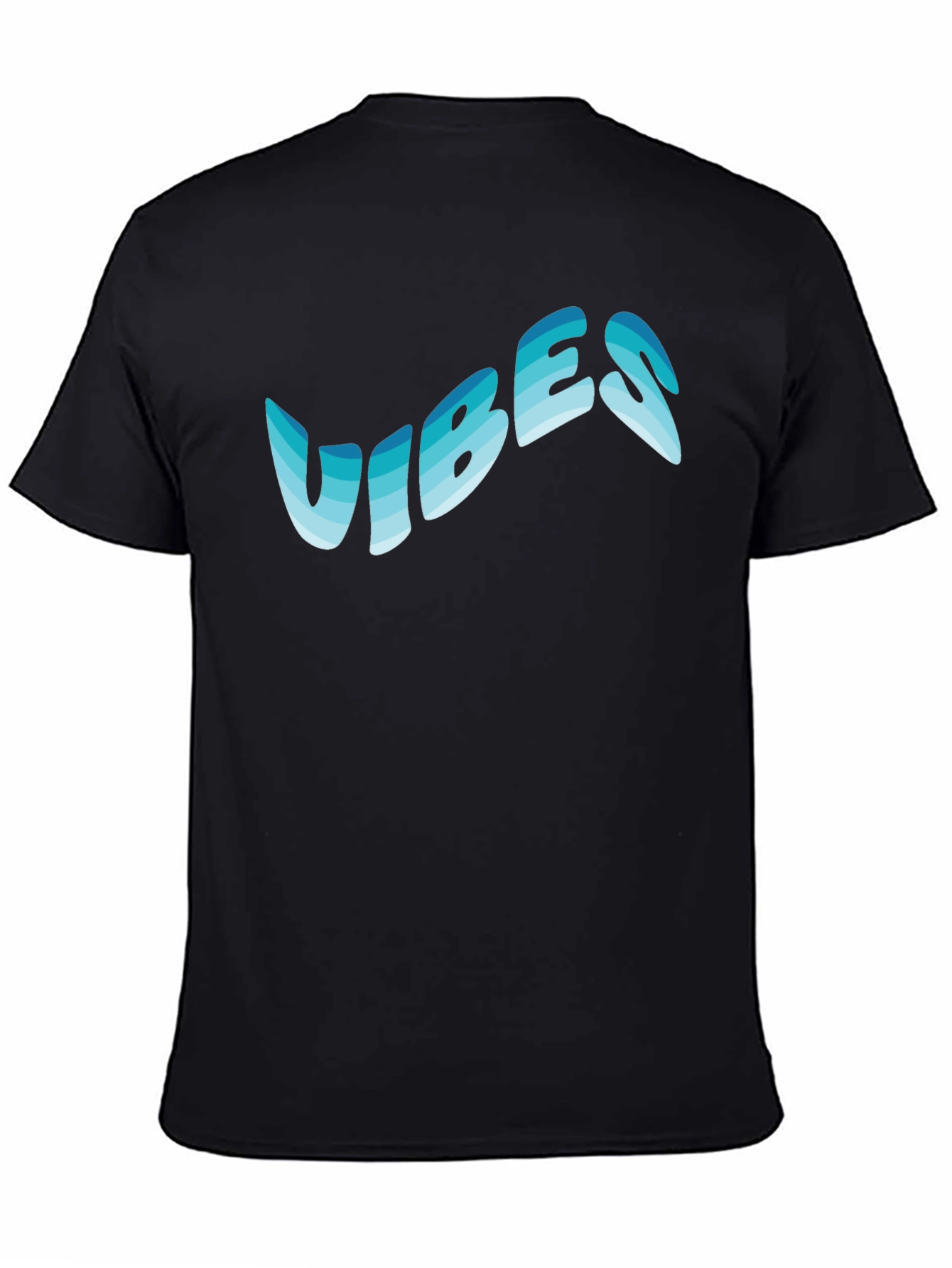 Camiseta Negra Vibes Azul Degradado