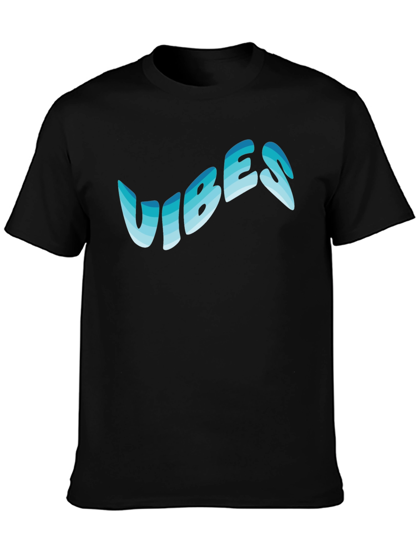 Camiseta Negra Vibes Azul Degradado