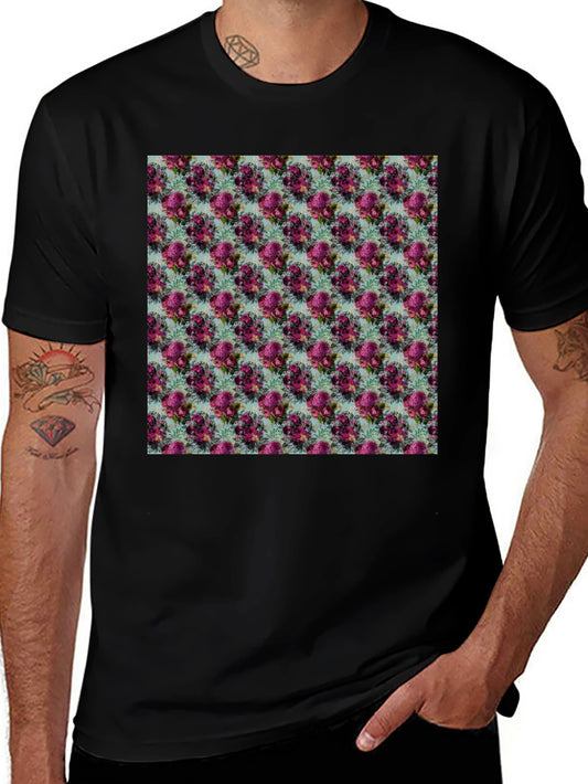 Camiseta Negra con Estampado Floral Elegante