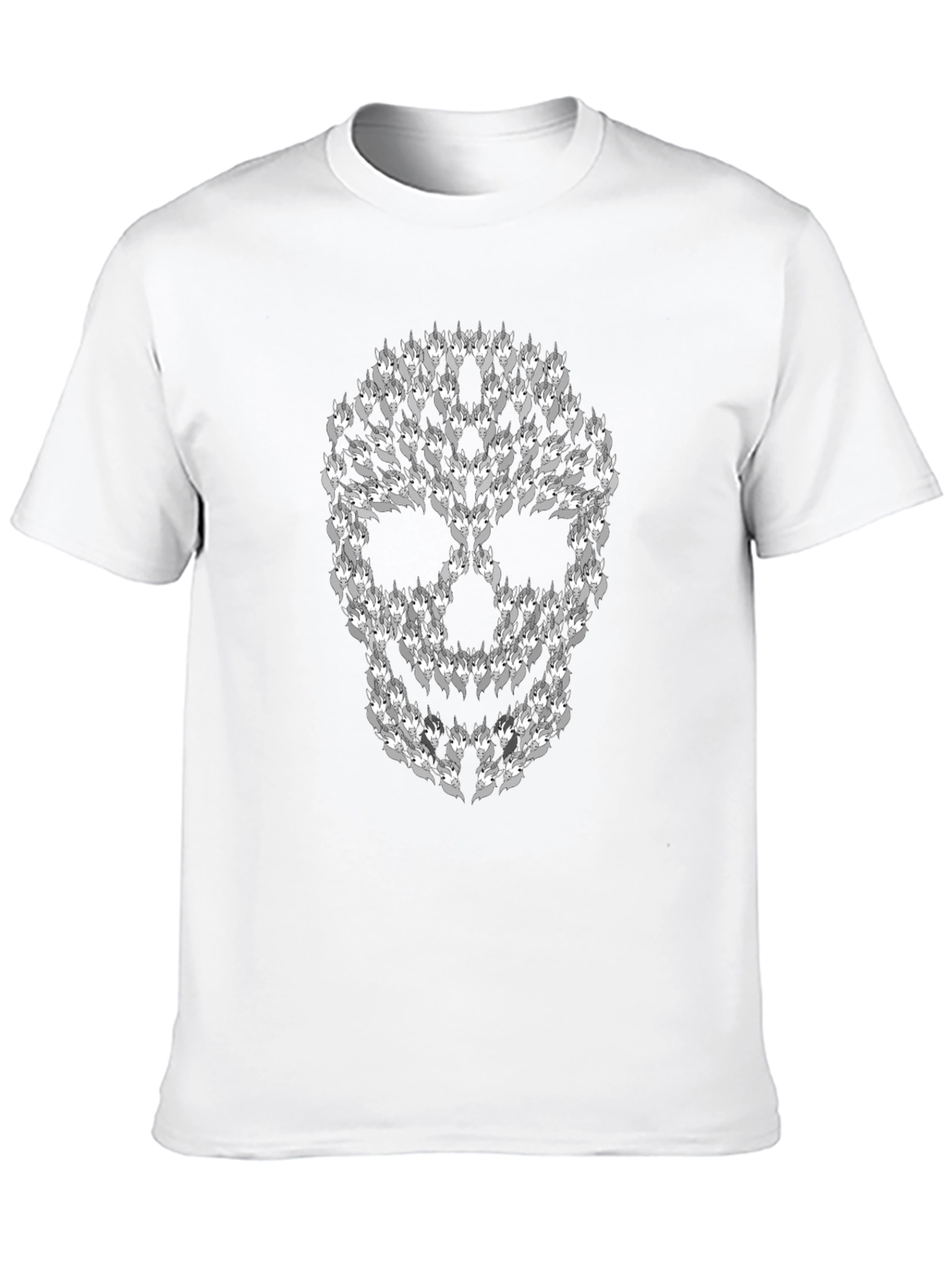 Camiseta Negra con Calavera de Lobos