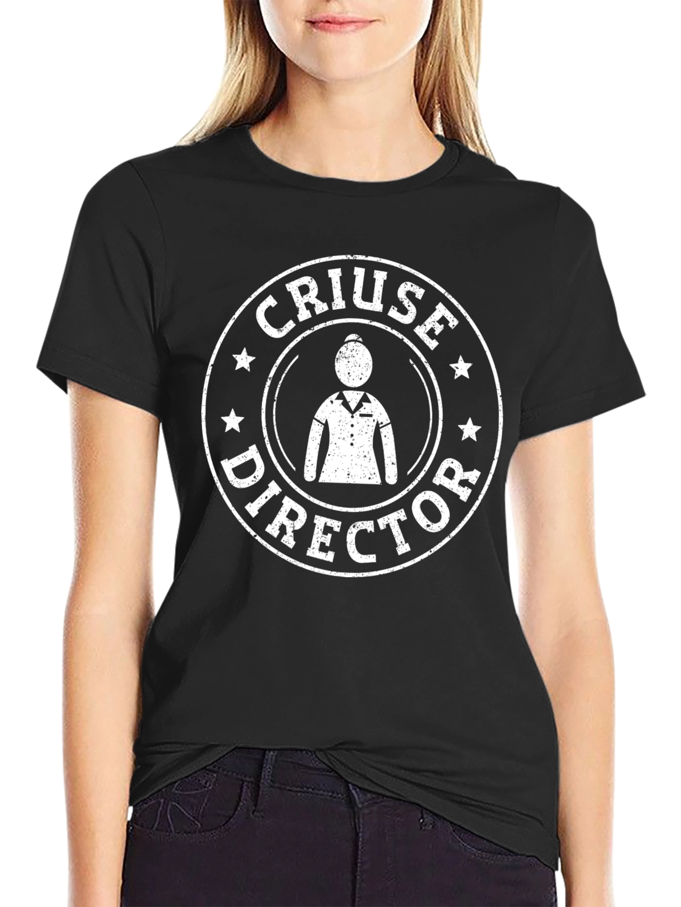 Camiseta Negra Director de Crucero Estampada