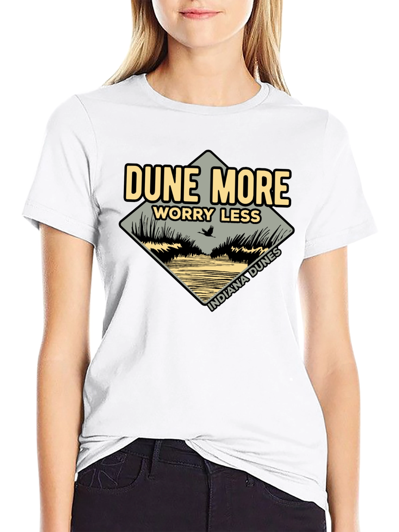 Camiseta Negra Indiana Dunes: Dunas Relájate y Disfruta