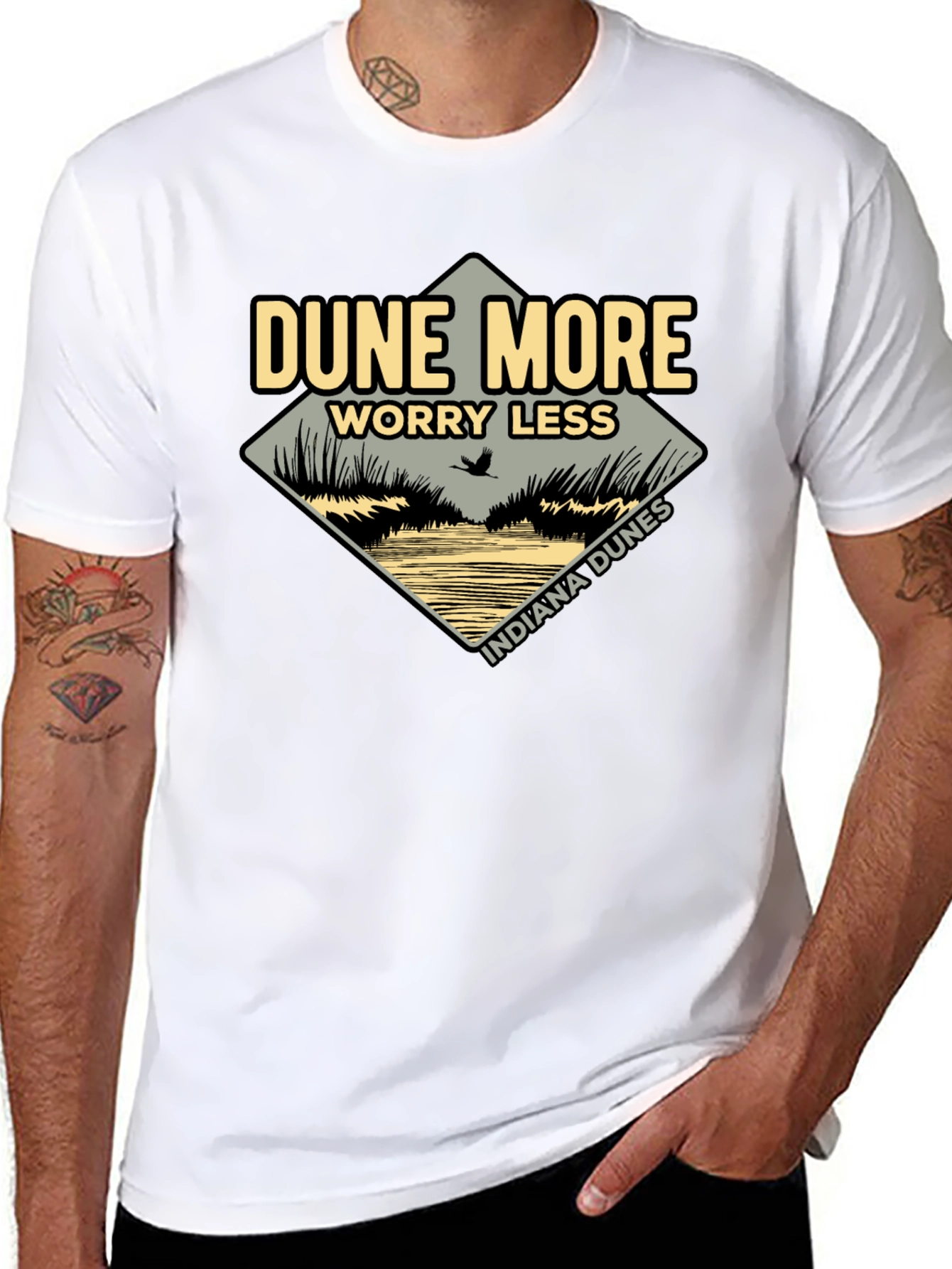 Camiseta Negra Indiana Dunes: Dunas Relájate y Disfruta