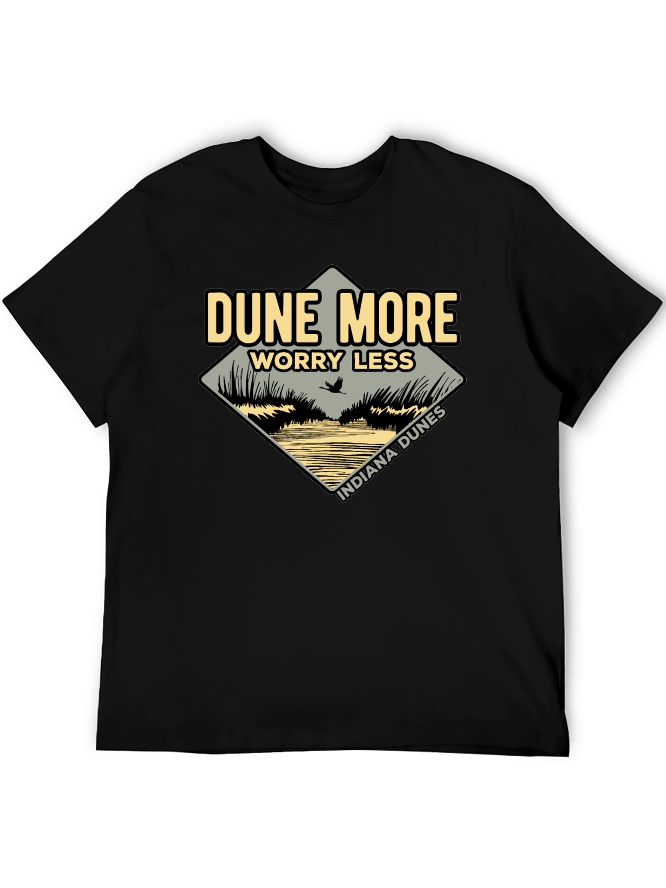Camiseta Negra Indiana Dunes: Dunas Relájate y Disfruta