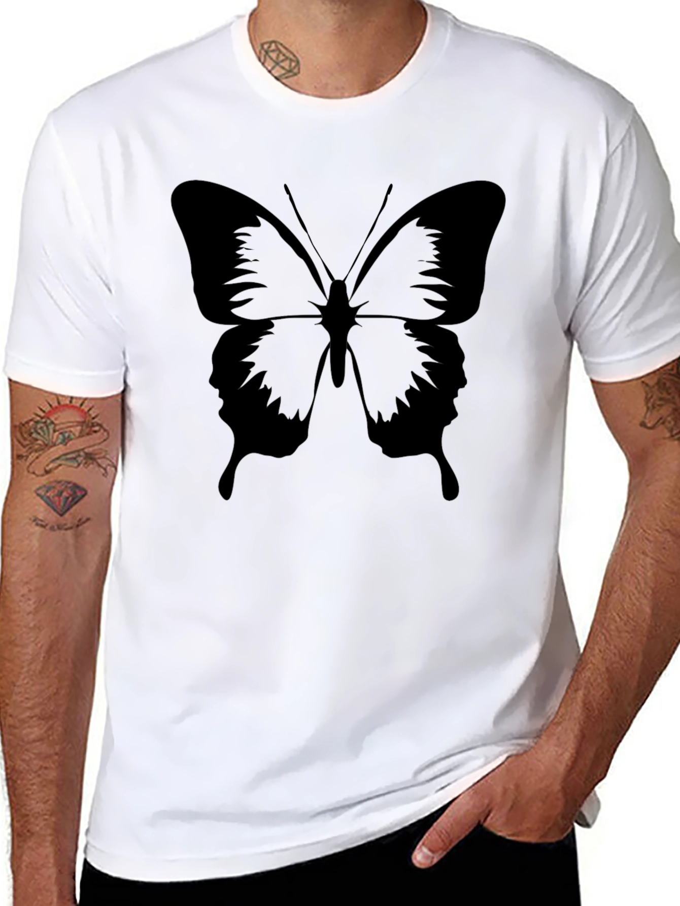 Camiseta Negra con Diseño de Mariposa para Hombre
