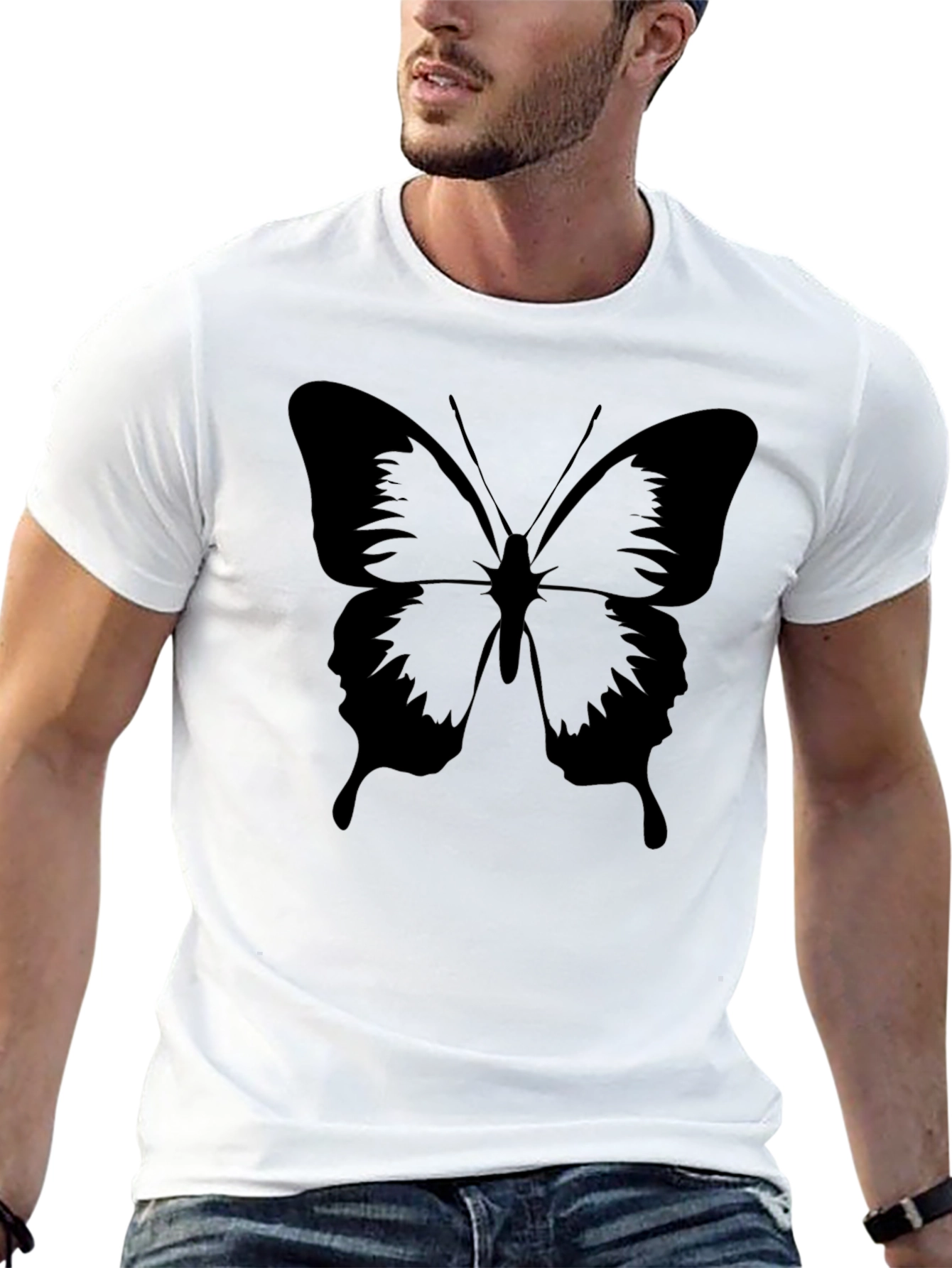 Camiseta Negra con Diseño de Mariposa para Hombre