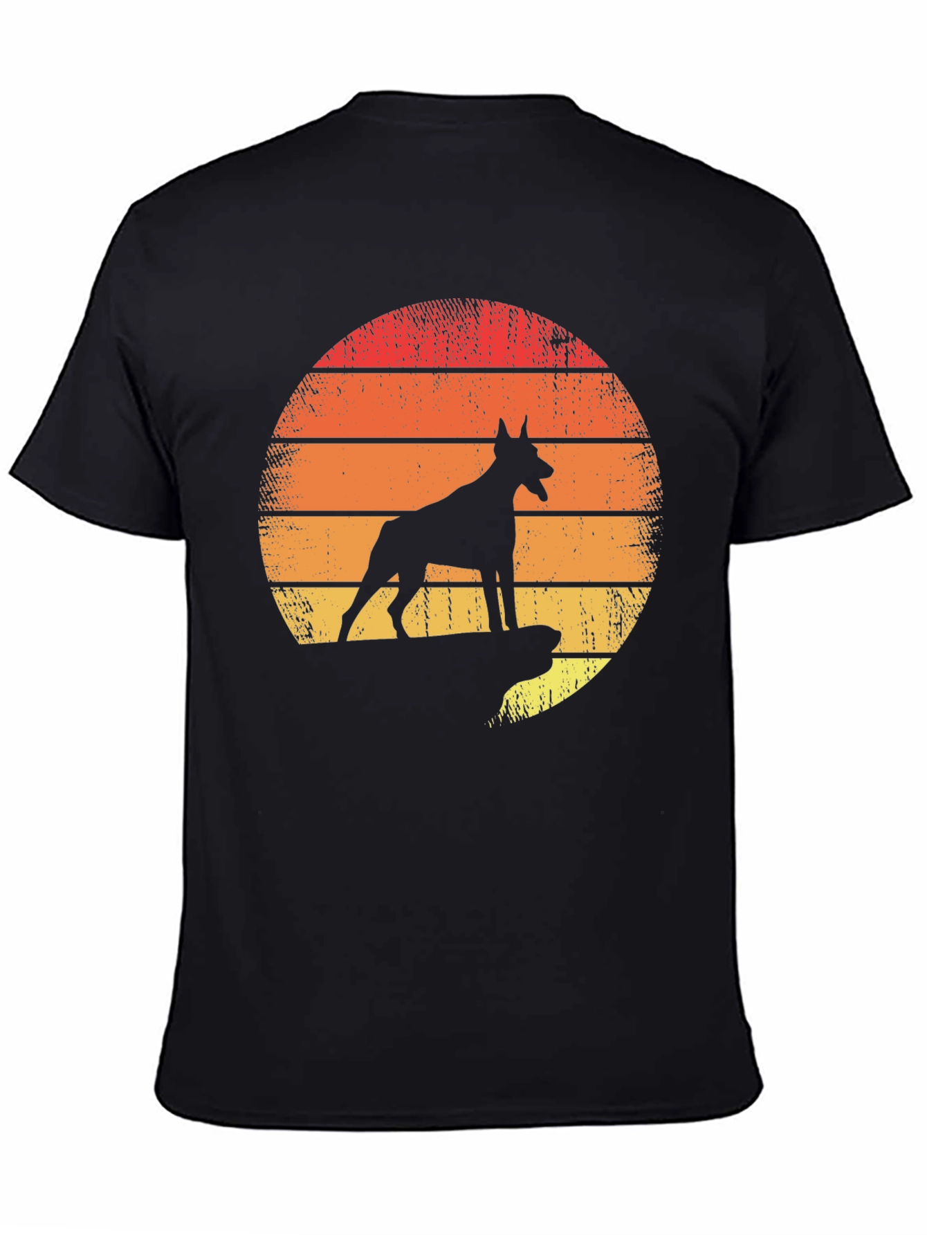 Camiseta Hombre Silueta Dóberman Atardecer