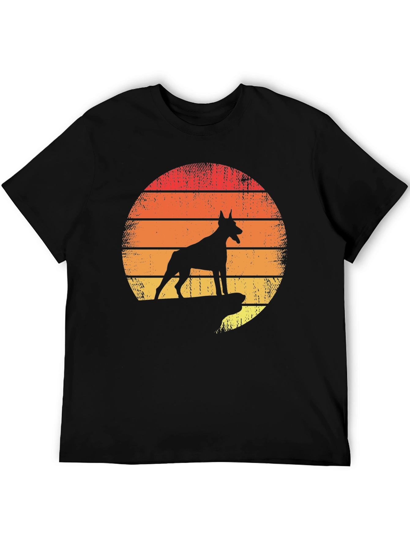 Camiseta Hombre Silueta Dóberman Atardecer