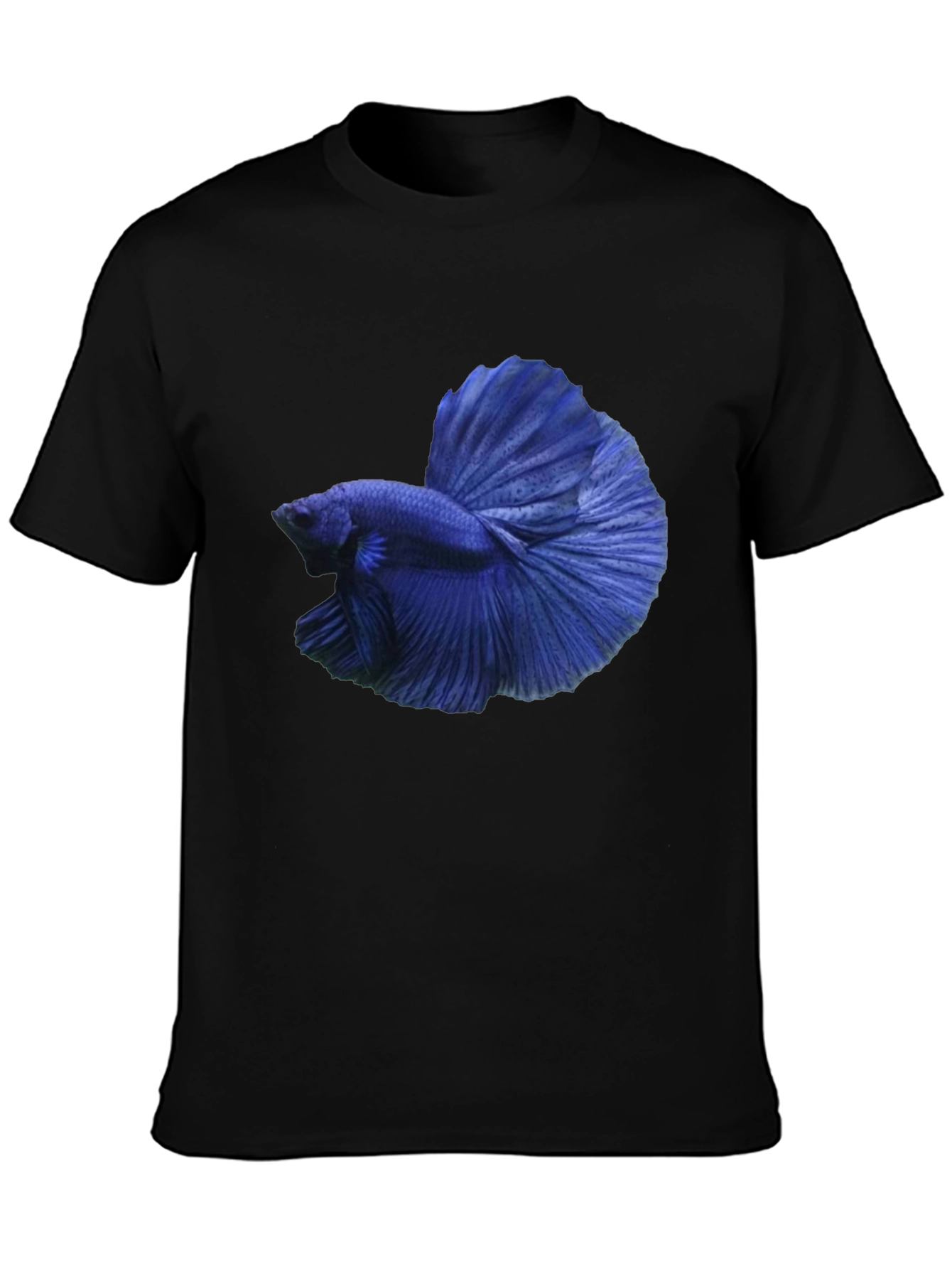 Camiseta Negra con Diseño de Pez Betta Azul