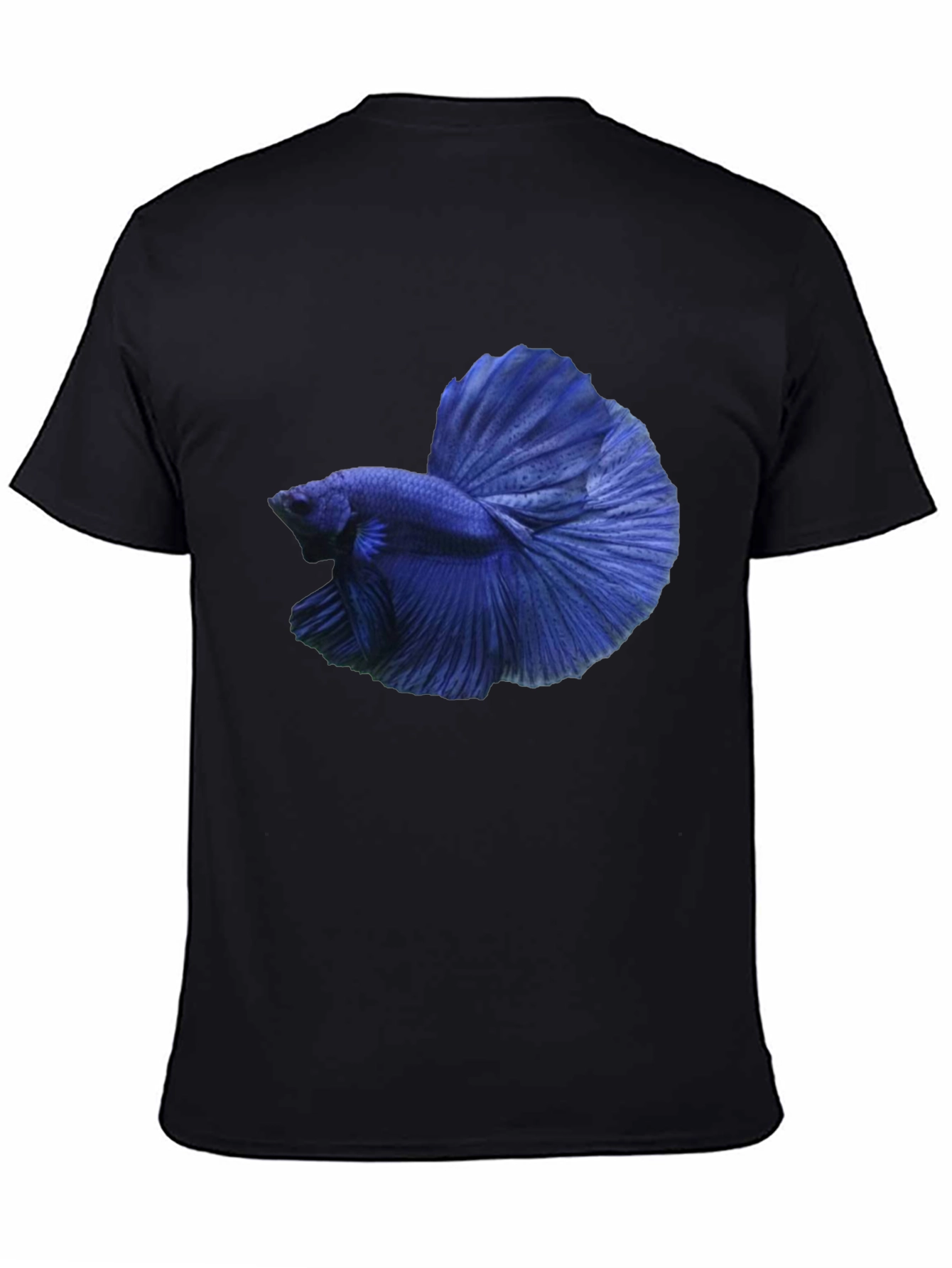 Camiseta Negra con Diseño de Pez Betta Azul