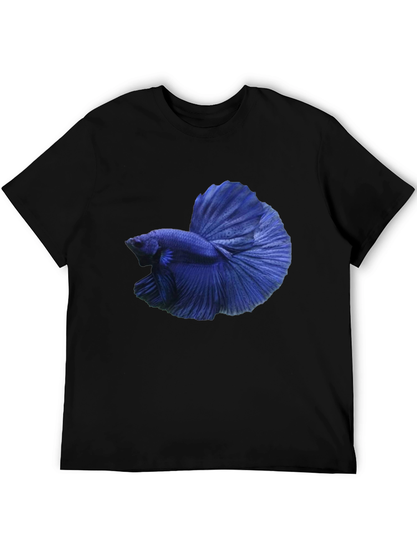 Camiseta Negra con Diseño de Pez Betta Azul