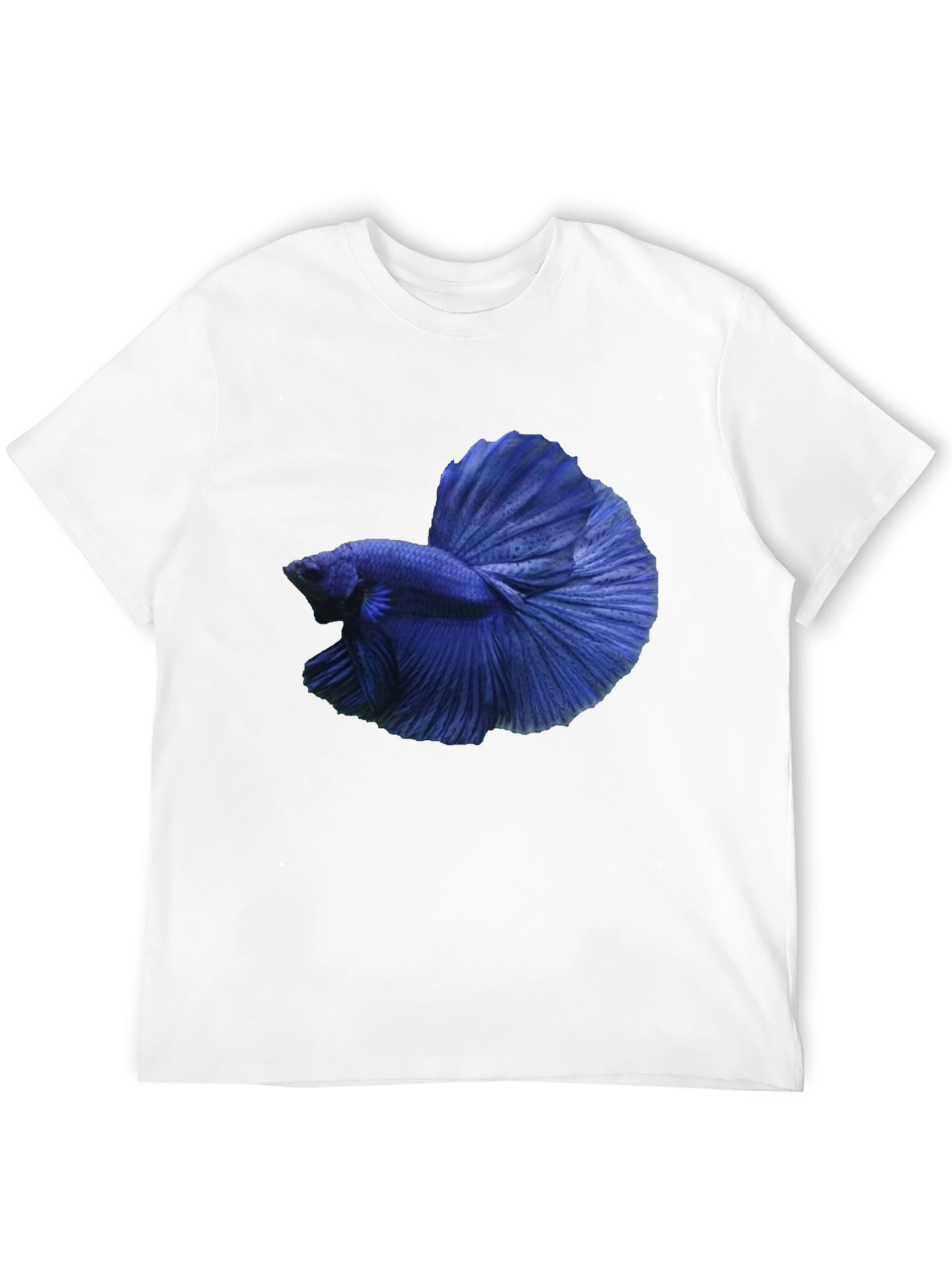 Camiseta Negra con Diseño de Pez Betta Azul
