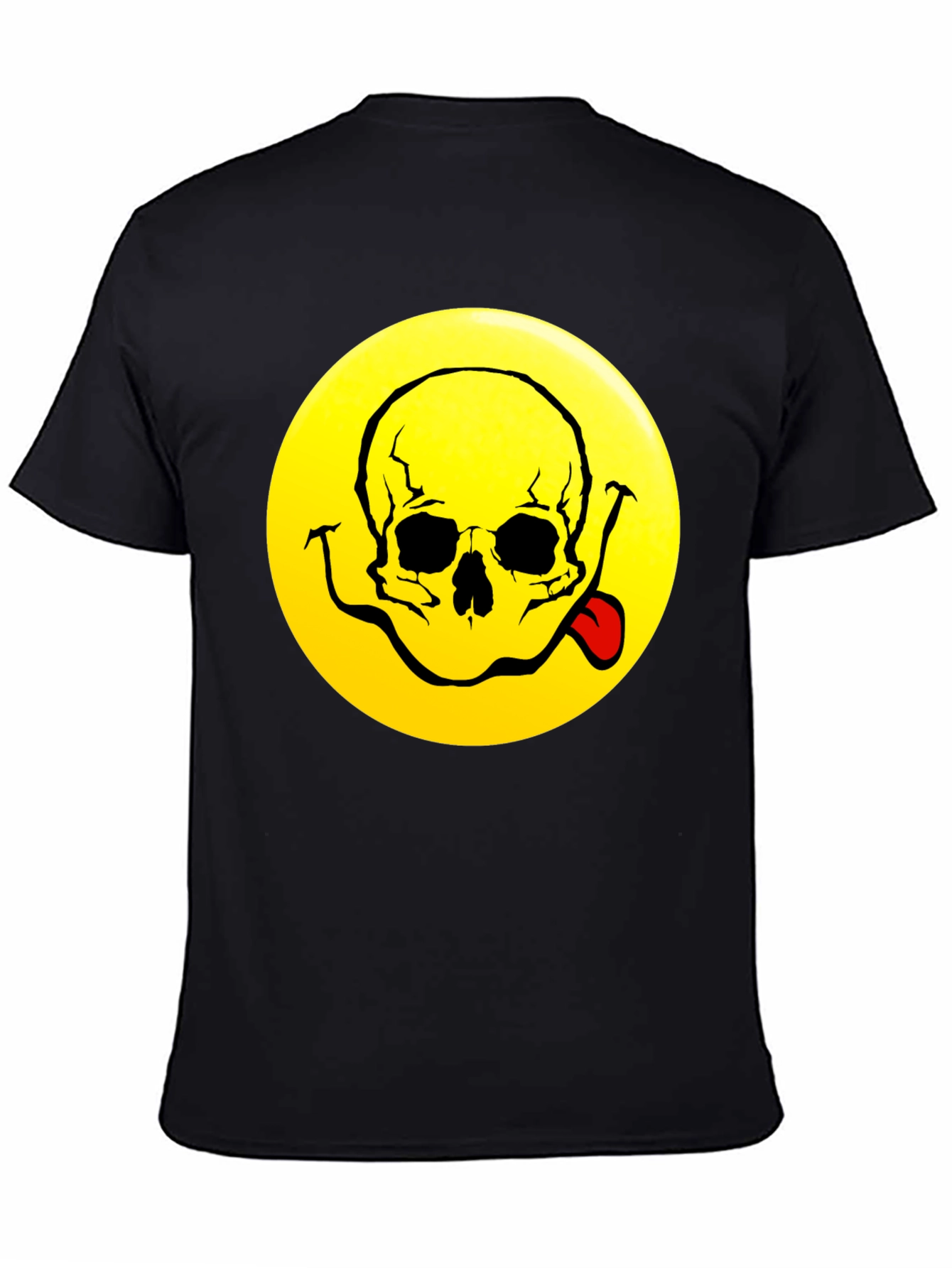 Camiseta Negra con Diseño Calavera Smiley