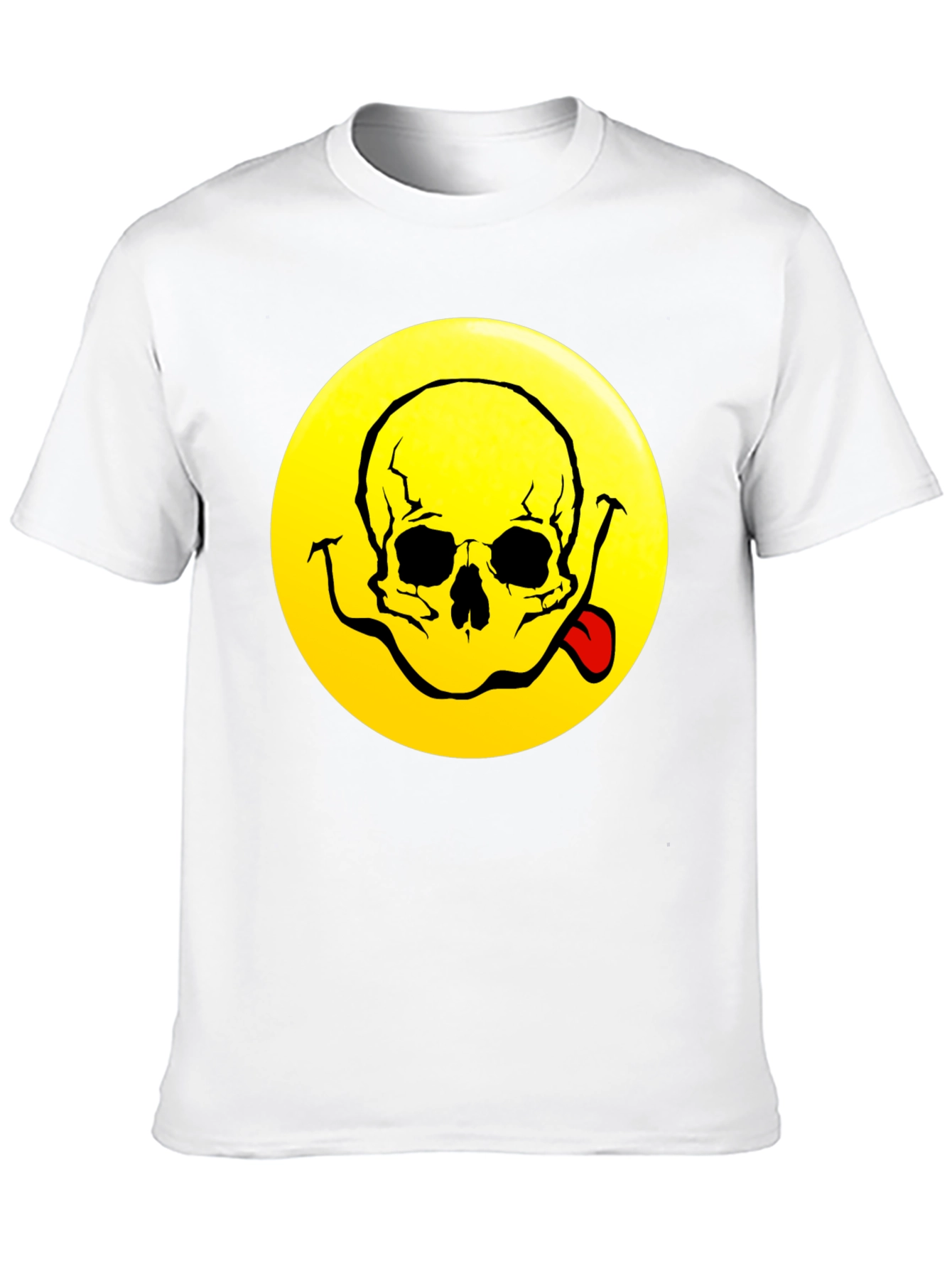 Camiseta Negra con Diseño Calavera Smiley