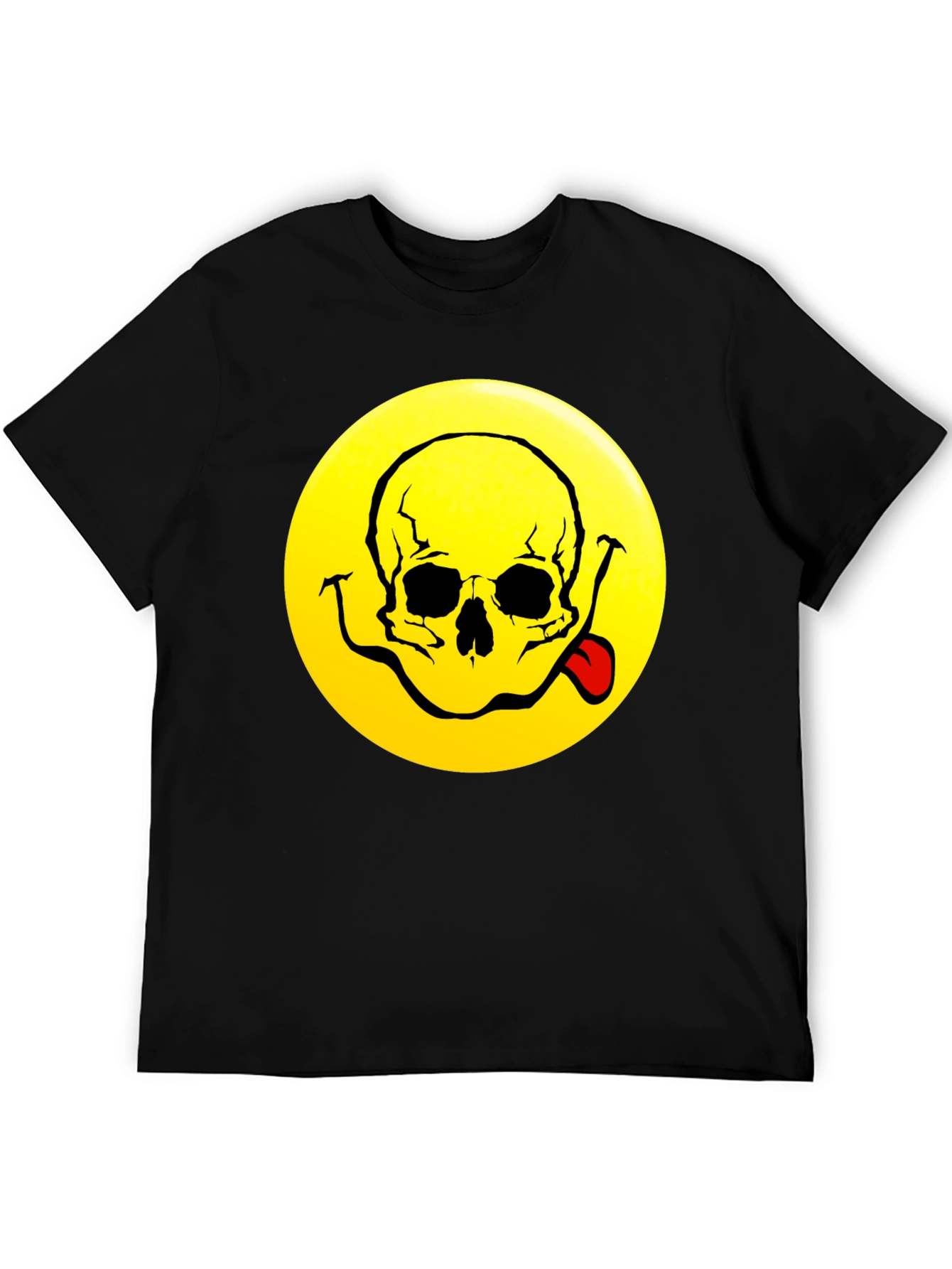 Camiseta Negra con Diseño Calavera Smiley