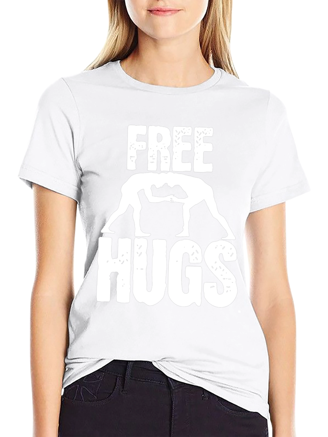 Camiseta Hombre Negra Free Hugs Lucha