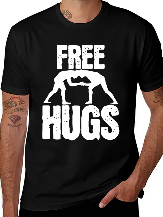 Camiseta Hombre Negra Free Hugs Lucha