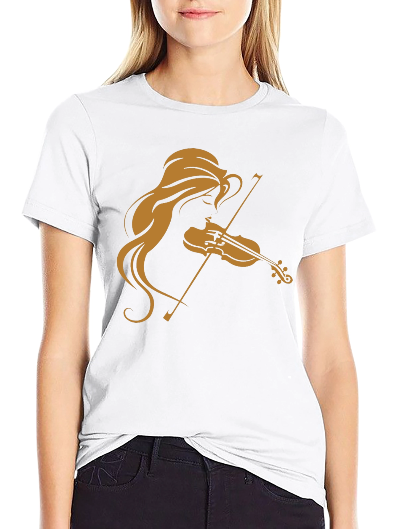 Camiseta Negra con Diseño de Violinista
