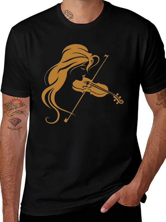 Camiseta Negra con Diseño de Violinista