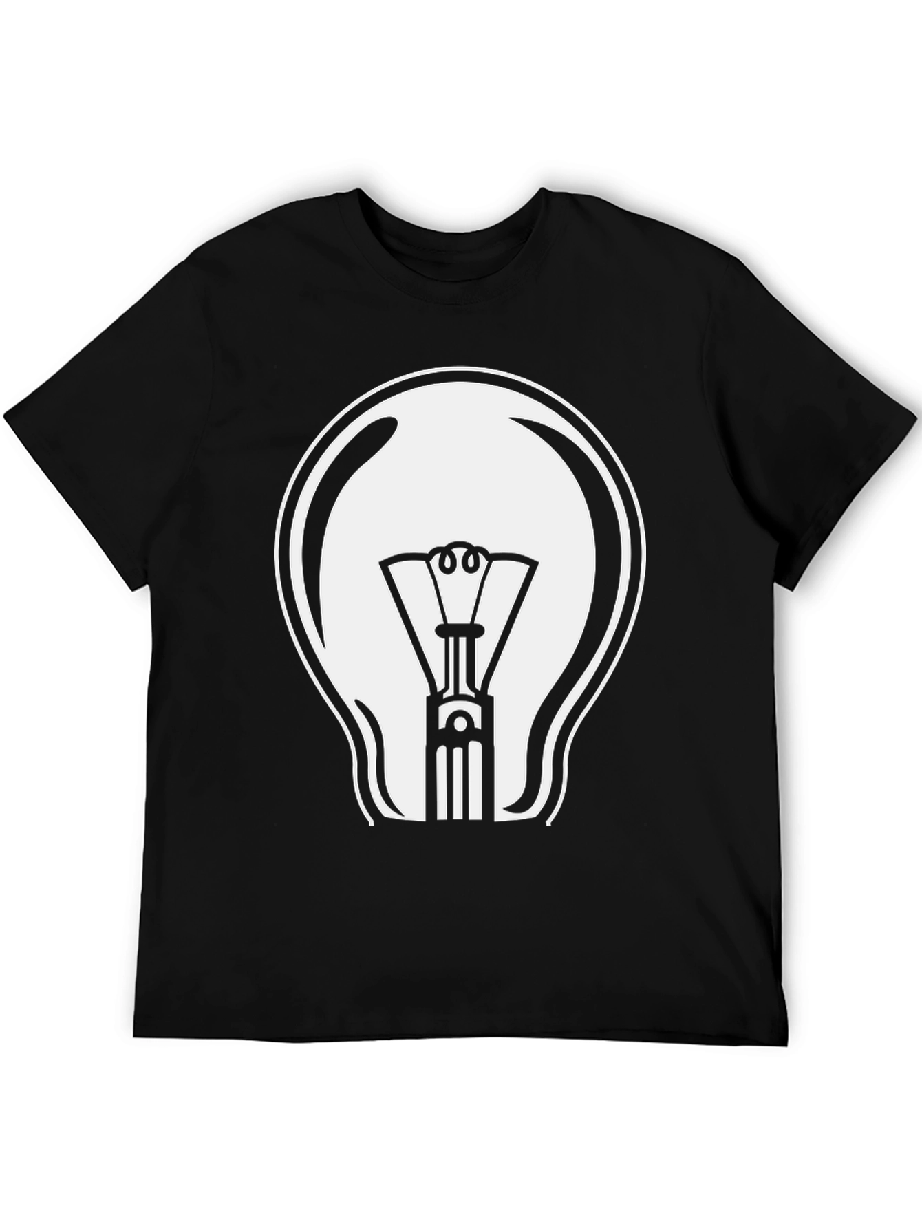 Camiseta Negra con Diseño de Bombilla Blanca