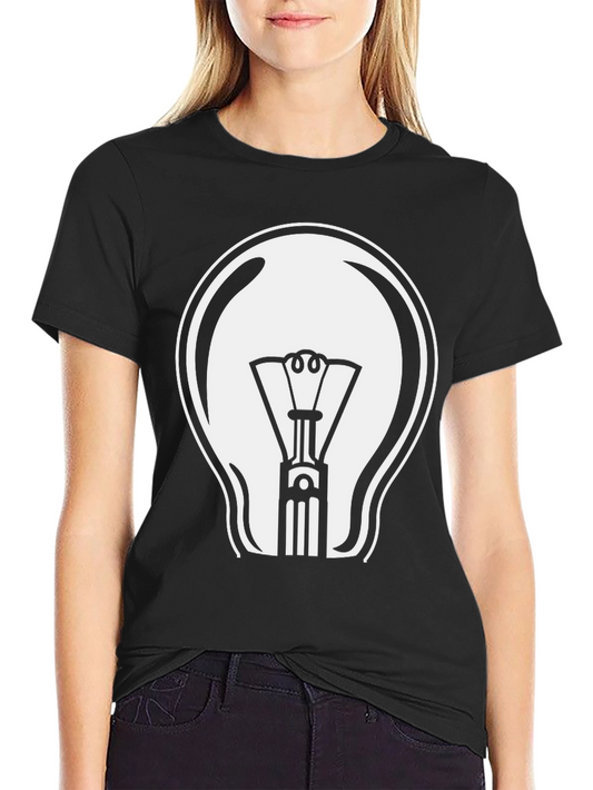 Camiseta Negra con Diseño de Bombilla Blanca