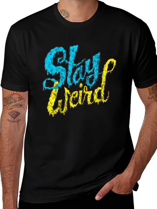 Camiseta Negra Stay Weird Diseño Único