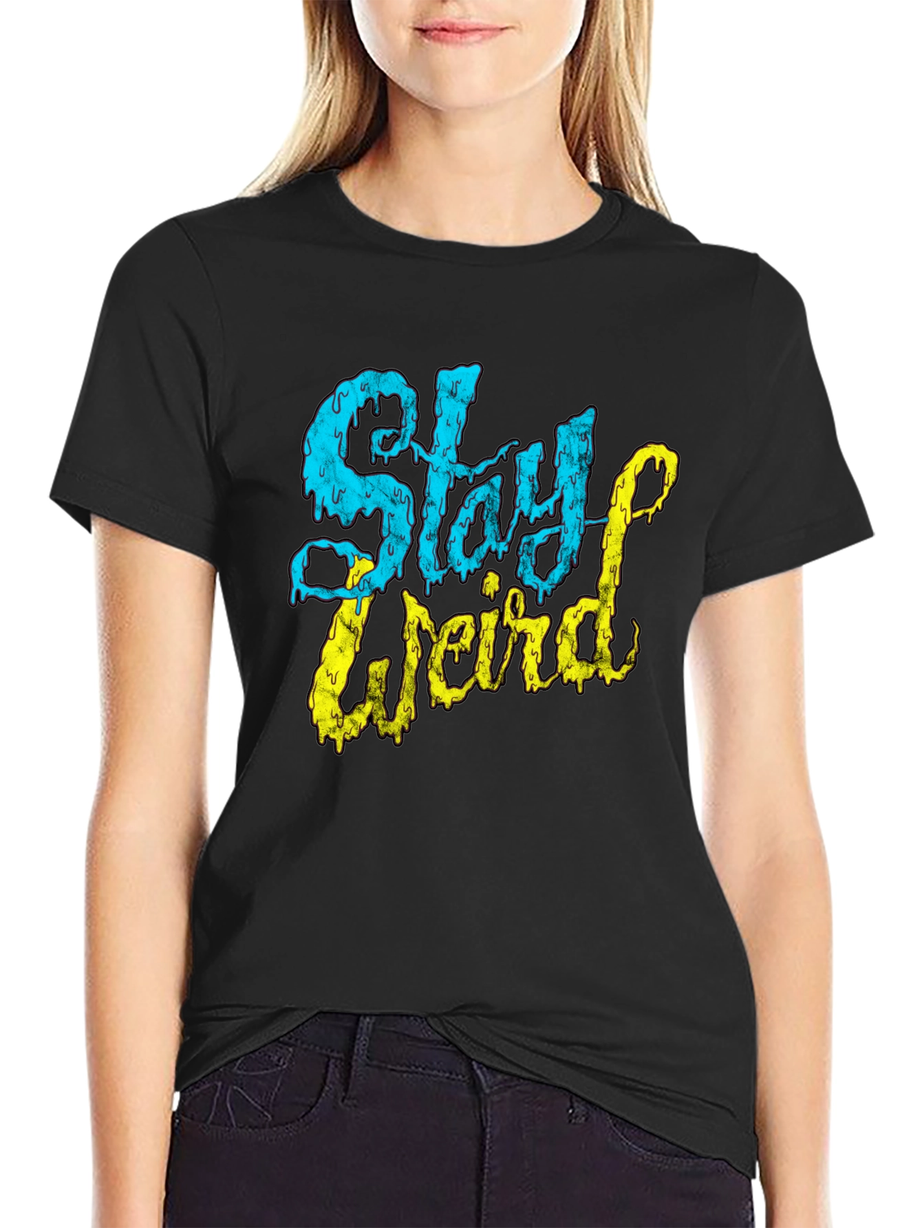 Camiseta Negra Stay Weird Diseño Único