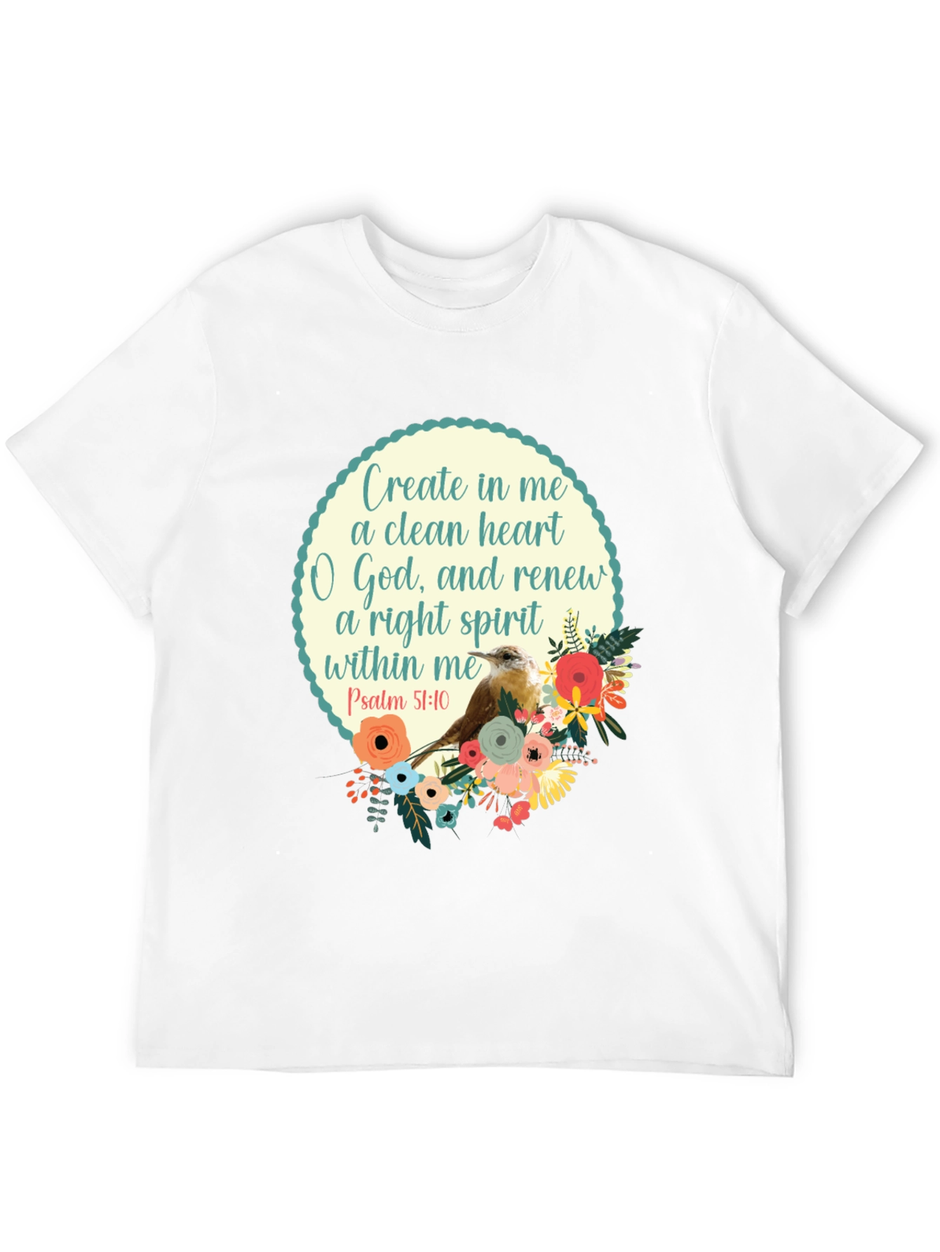 Camiseta Negra con Diseño Inspirador y Floral