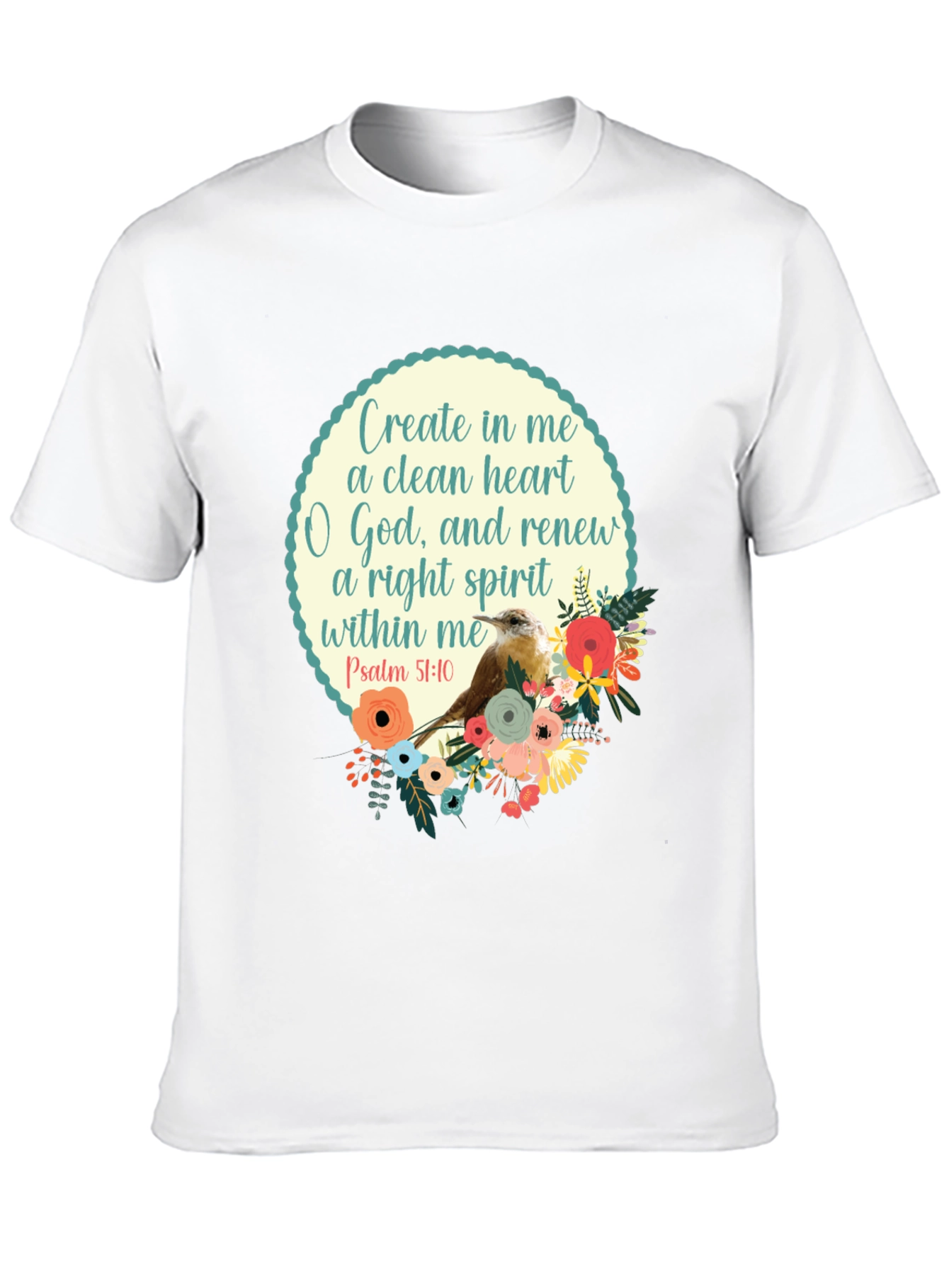 Camiseta Negra con Diseño Inspirador y Floral