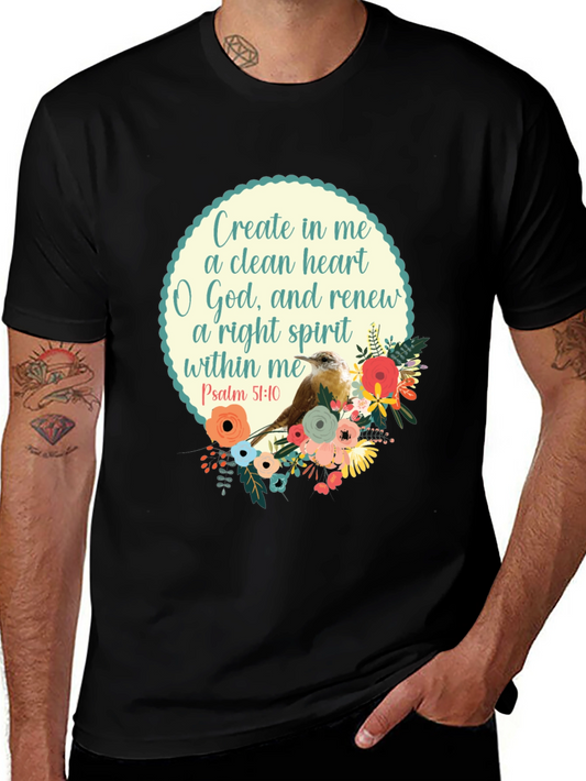 Camiseta Negra con Diseño Inspirador y Floral