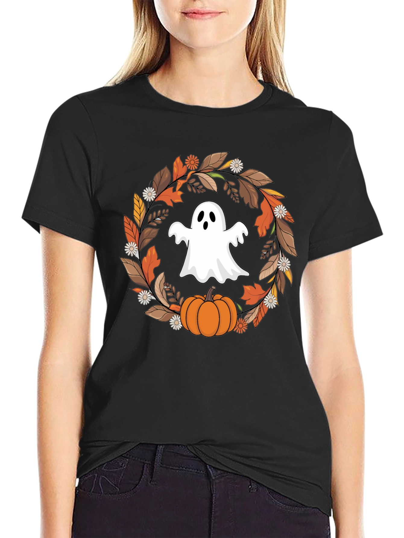 Camiseta Halloween: Fantasma y Calabaza