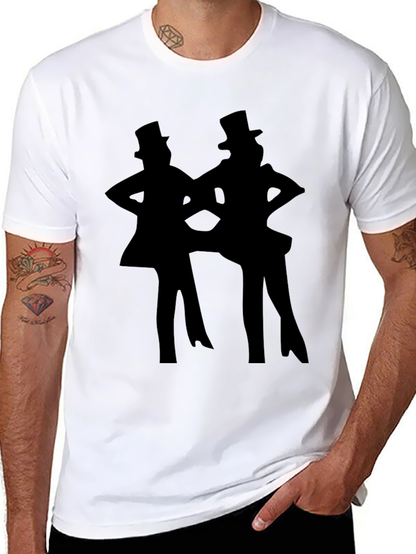 Camiseta Negra Silueta Bailarinas con Sombrero