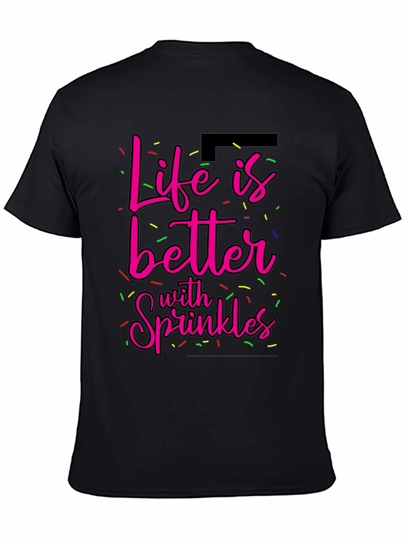 Camiseta Negra La Vida es Mejor con Sprinkles