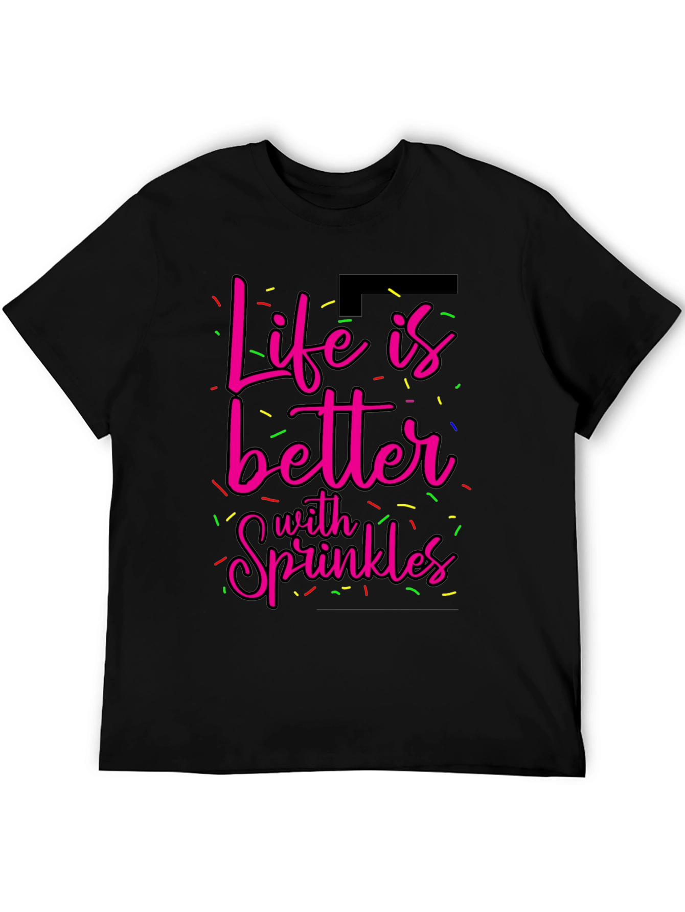 Camiseta Negra La Vida es Mejor con Sprinkles