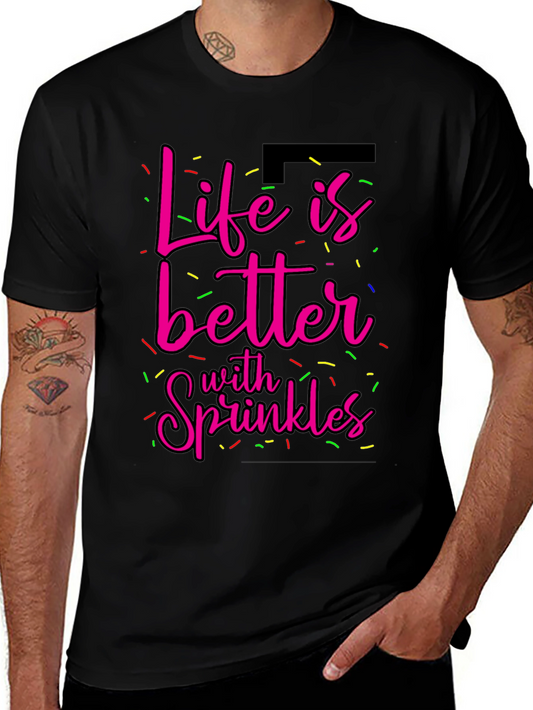 Camiseta Negra La Vida es Mejor con Sprinkles